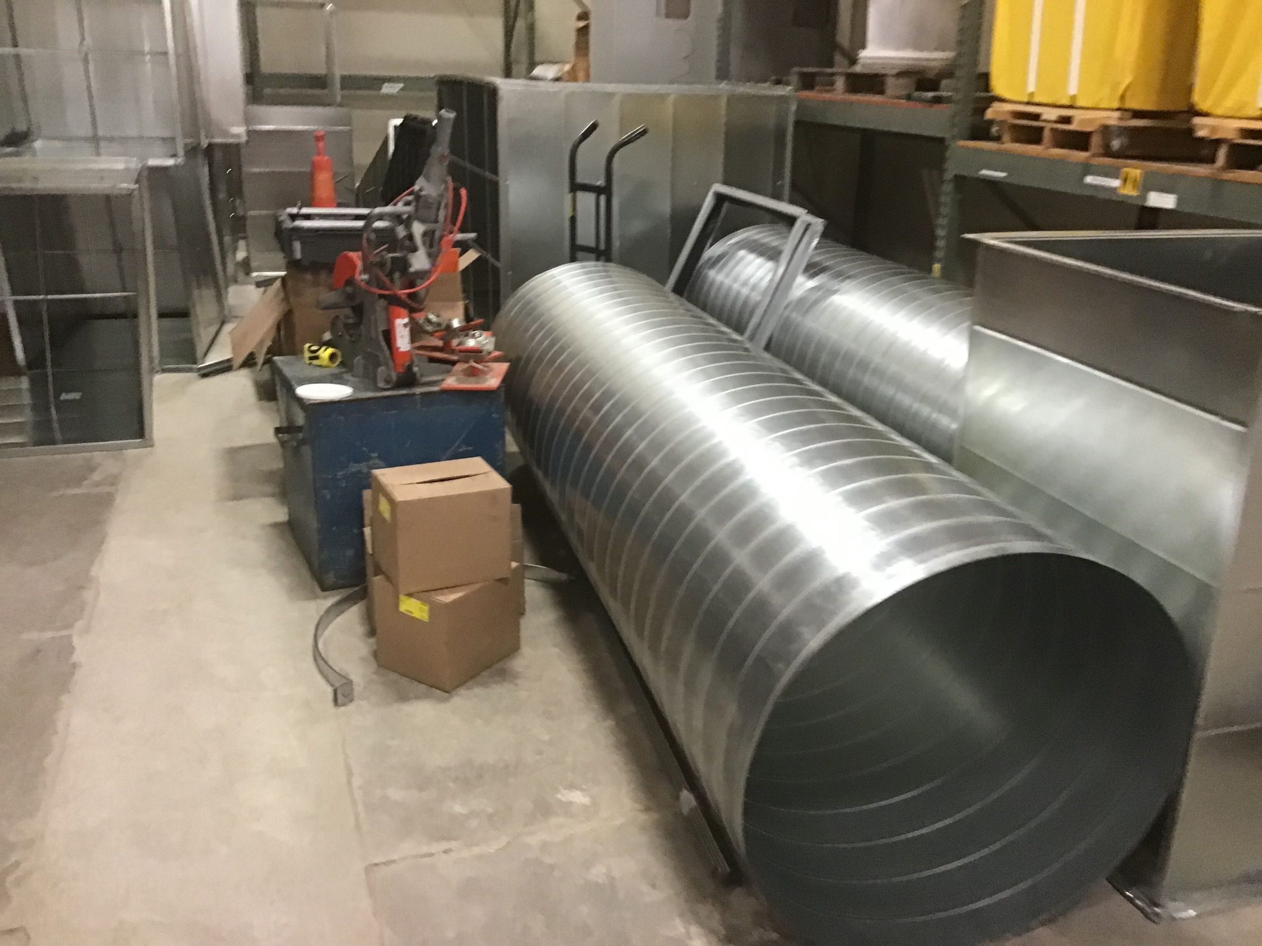 metal duct pipes before install